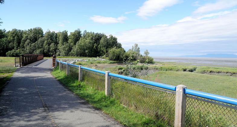 Tony Knowles Coastal Trail - northern end near Margaret Eagan Sullivan PArk - 8-12-18. Photo by Jim Walla.
