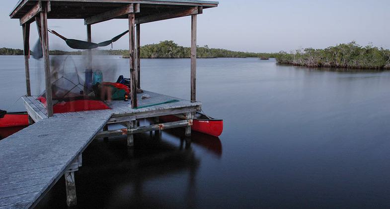 Camping chickee in Hell's Bay, Everglades National Park, Florida. Photo by Tristan Loper.