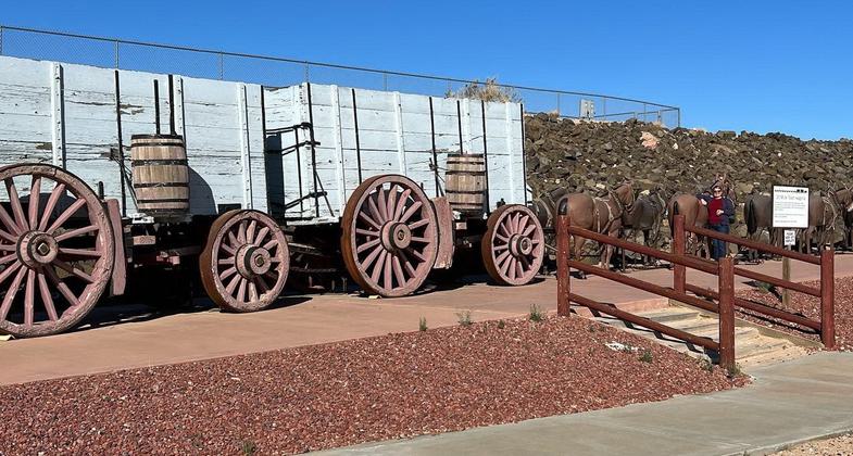 One of the last two 20 Mule Team wagons on display at the U.S. Borax Visitor Center, Boron; Photo by Bob and Patty Spore