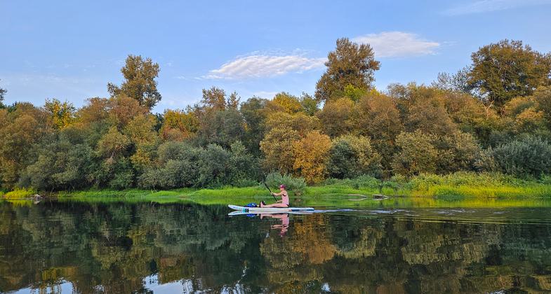 Paddling along the Willamette River Water Trail.