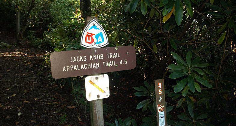 The Brasstown parking lot is the official beginning of the Jacks Know Trail. Photo by Ed Boon.
