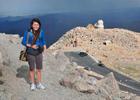 Young photographer on the Mt. Evans NRT summit trail, with the parking area below; Photo by Kim Schmidt.