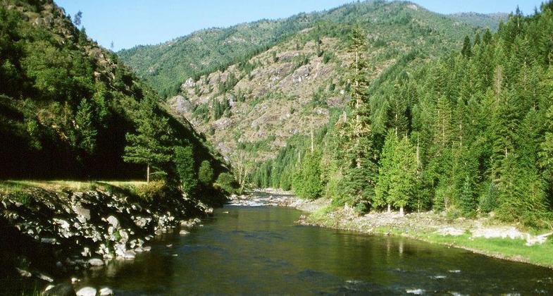 Scenic view of the Lochsa River in the Clearwater Forest. Photo by Idaho Travel Council.