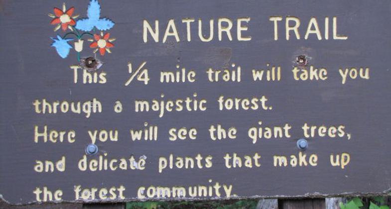 Nature trail signage. Photo by Sheila Barnes.