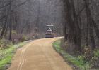 The trail gets a 6 mile new limestone surface every year. Photo by Heritage Trail Dubuque.