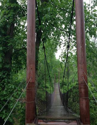 Swinging bridge in the nature park. Photo by Isabella Parks and Rec.