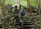 Hikers ascending stairs on the Long Path. Photo by Anthony Taranto.
