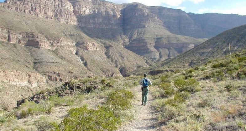 Dog Canyon Trail headed east.