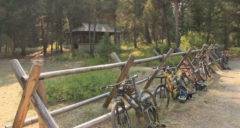 The Twin Creek Pavillion, built in the 1930s by the CCC, is a great place to end a ride. Photo by David Lingle.