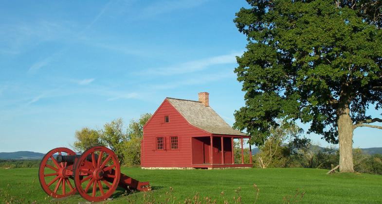 Farmhouse that served as a mid-level headquarters building during battles. Photo by NPS.