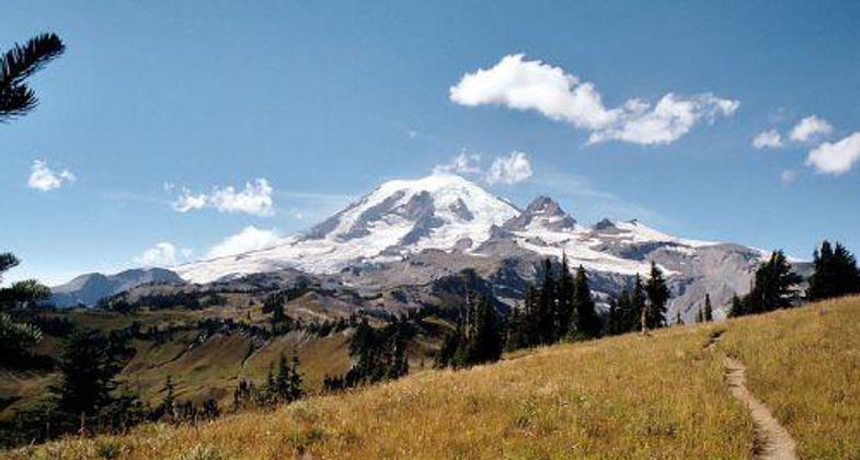 Mount Rainier from the Cowlitz Divide along the Wonderland Trail.