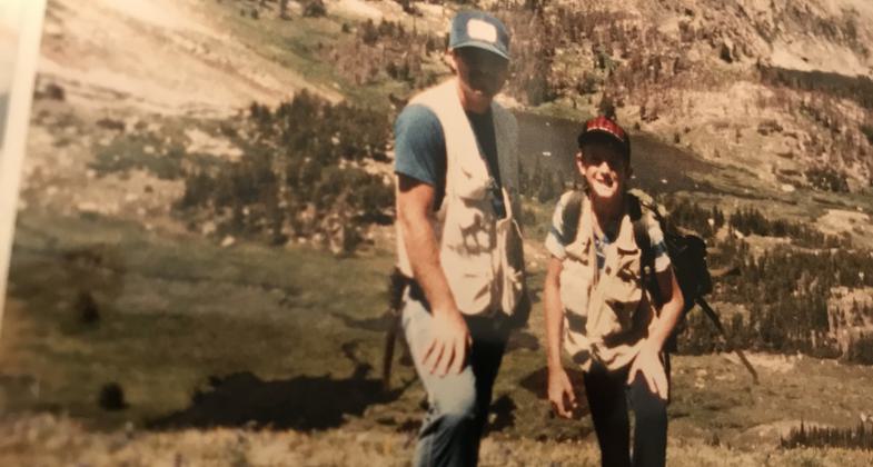 Mike C. and my young son, Shawn C. standing at 10,500 ft over-looking Hell Roaring lakes back in 1985. Photo by Tiffany Cucciardi Schenk.