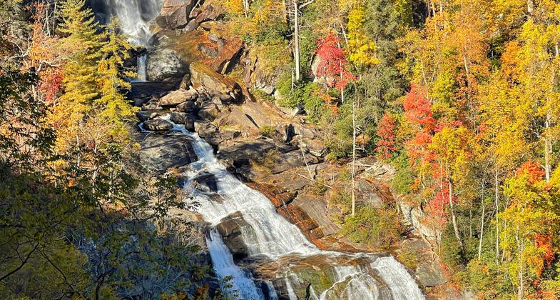 Steps leading up to Upper Whitewater Falls observation deck. Photo by Andrew deHoll.