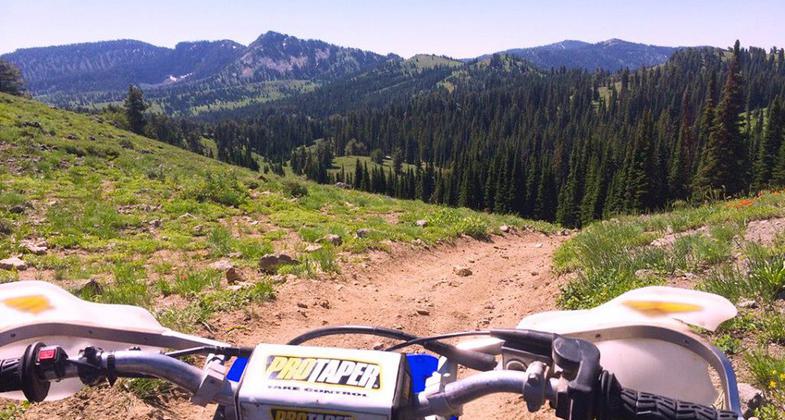 Dirt biking the Highline!. Photo by Trevor Broughton.