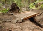 Replaced puncheon bridge on the Meadow Creek Trail. Photo by USFS/Corey Swanson.