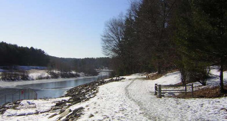 On the side of Westville Dam, Southbridge/Sturbridge line. Photo by Scott Benoit.