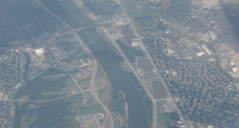 Downtown Shreveport, LA as seen from the Bossier City bank of the Red River. Photo by Shreveport-Bossier Bureau.