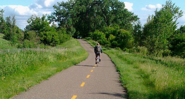 The Gateway State Trail traverses urban open space in the heart of Saint Paul, Mn. Photo by McGhiever.