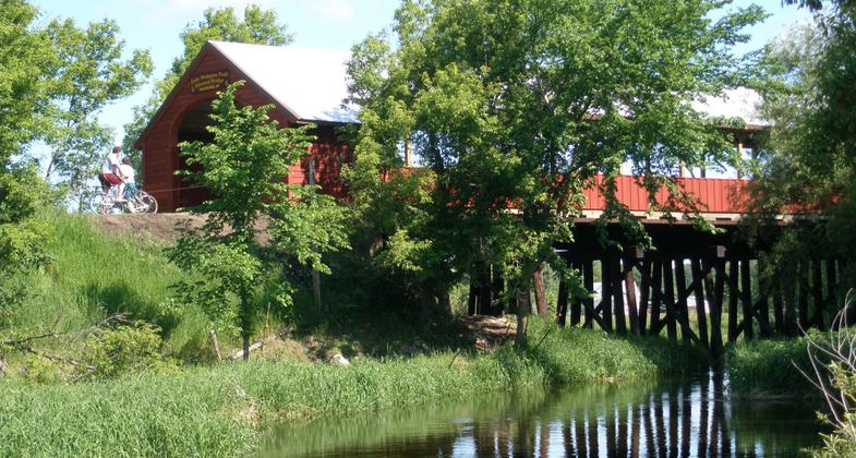 Lake Wobegon Trail Covered Bridge. Photo by Chuck Wocken.