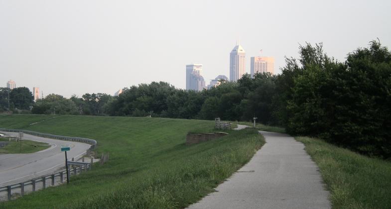 Downtown Indy from two miles up the trail. Photo by John Terrill.