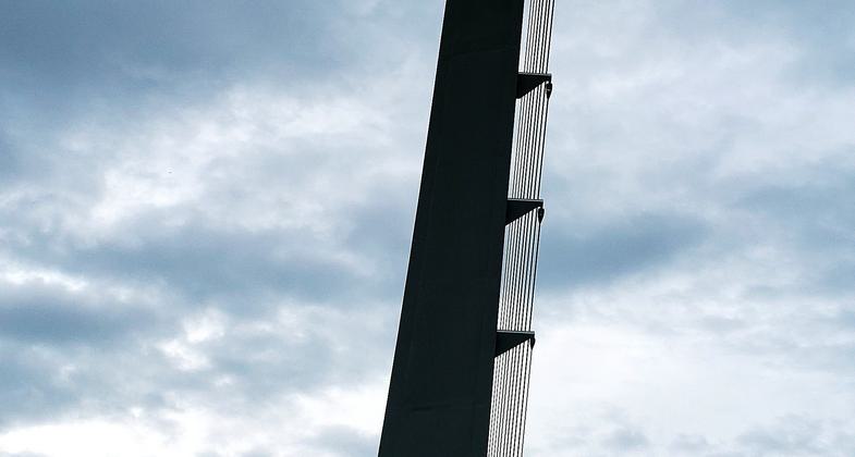Sundial angles against the sky. Photo by Sue Crowe.
