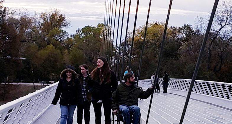 American Trails staff enjoying a stroll on their home base NRT. Photo by Sue Crowe.