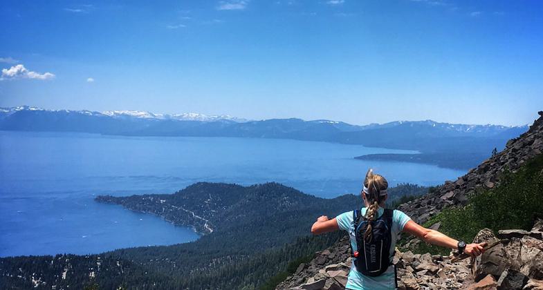 View of Lake Tahoe from the Tahoe Rim Trail near Showers Lakes. Photo by wiki.