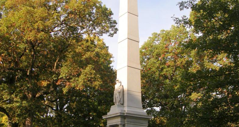 The Tippecanoe Battlefield Monument along section 2 of the Wabash Heritage Trail. Photo by Jim Hammer.