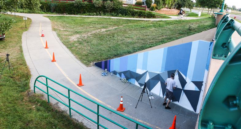 Artist Andrew Davis' beautification work along Big Dry Creek Trail. Photo by Hans T. Reichgelt.