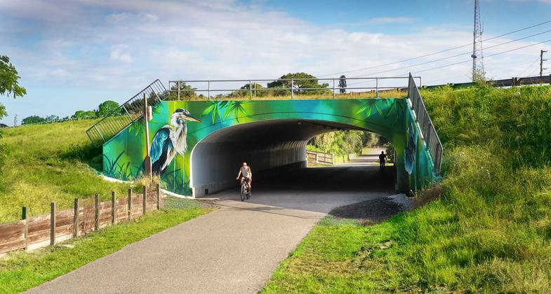 Pinellas Trail underpass at Alternate US 19 in Palm Harbor. Photo by Nancy East.
