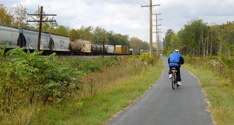 Following the train west. Photo by Mary Shaw.