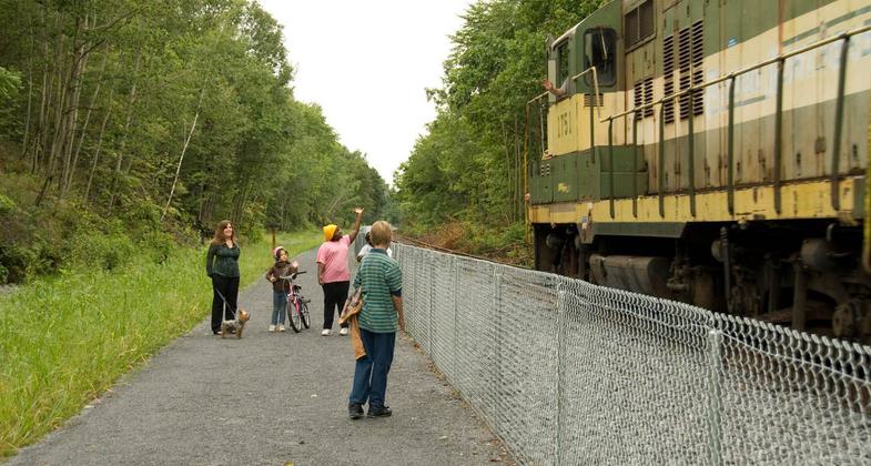 The Luzerne County NRT is an active freight rail line. Photo by Mark James.