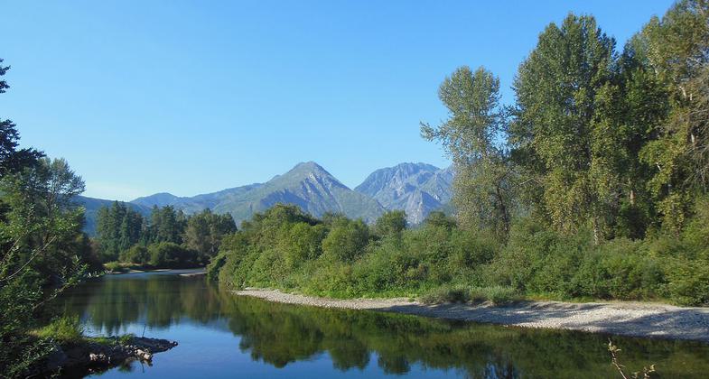 View up Icicle Creek, a tributary of the Wenatchee River, in Chelan County, Washington. Photo by Jsayre64/wiki.