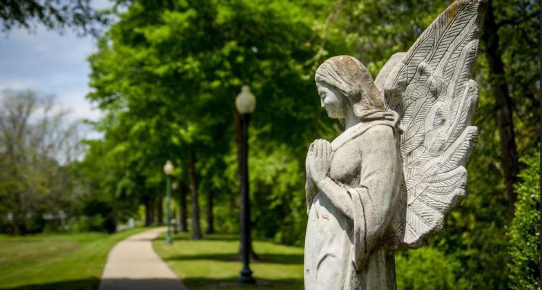 Landscape and statuary along the Kitty Dill Memorial Parkway. Photo by West Point Main Street.