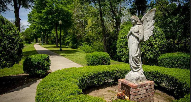 Landscape and statuary along the Kitty Dill Memorial Parkway. Photo by West Point Main Street.