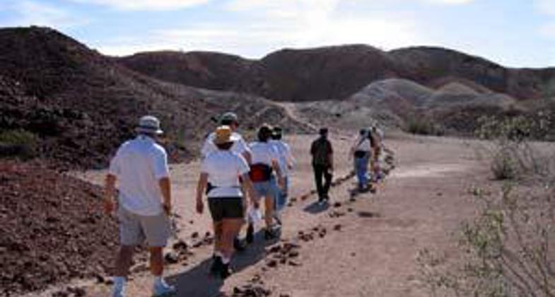 HIKING THROUGH THE VOLCANIC ASH FLOWS.