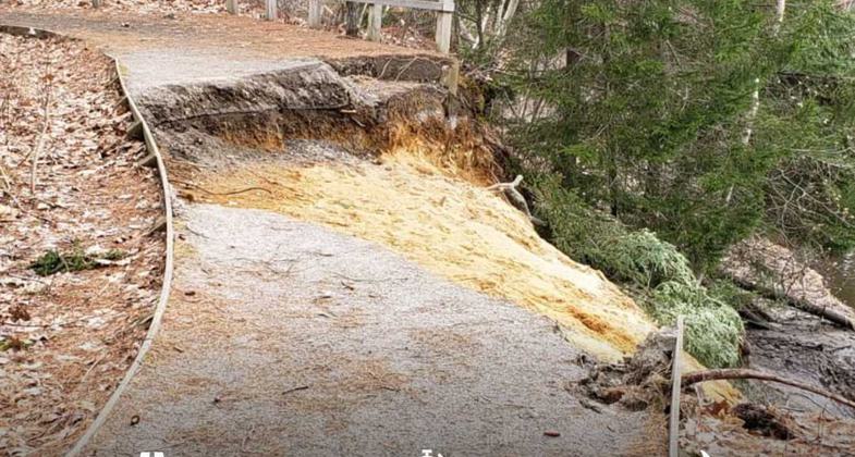 Winter 2018-2019 Trail Erosion. Photo by Andy Griffith.