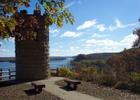 Julien Dubuque Monument and the Mississippi River.
