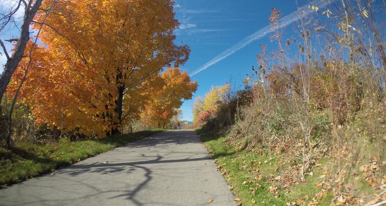 Colorful Autumn Day on the Trail. Photo by Jim Allan.