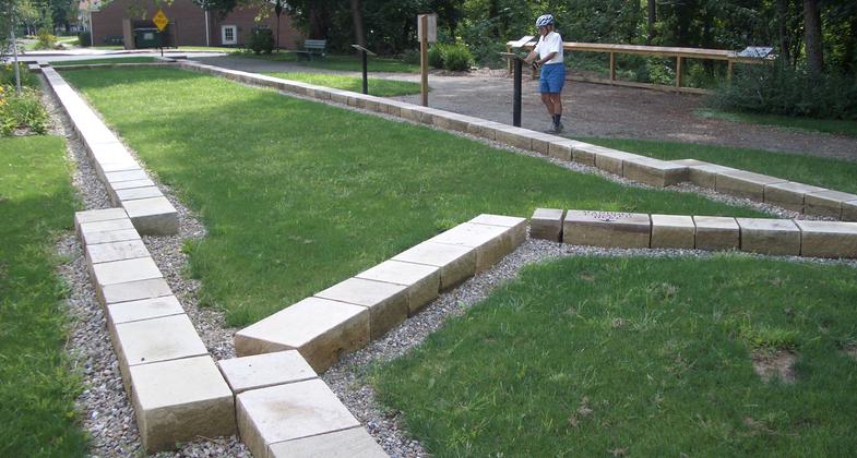 A park in Saltsburg shows where one of the canal locks once was. Photo by Mary Shaw.