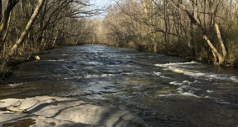 Trail crossing over Big Spring. Photo by Donna Kridelbaugh.