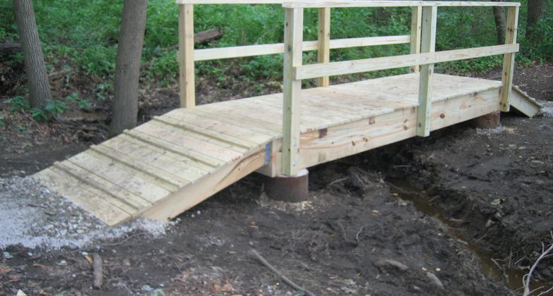 Eagle Scout project added a need bridge over an intermittent stream along the Croft Nature Trail. Photo by Lew Gorman III.