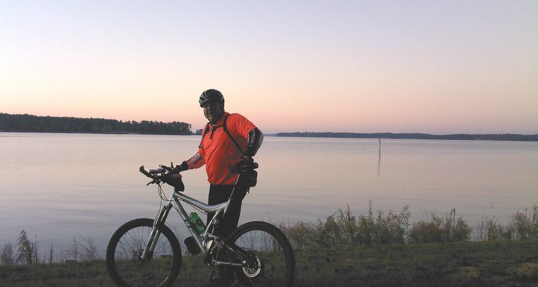 SORBA-CSRA member Jim Culpepper taking in a lake view.