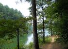Trail meandors along the shore of W. Kerr Scott Reservoir.