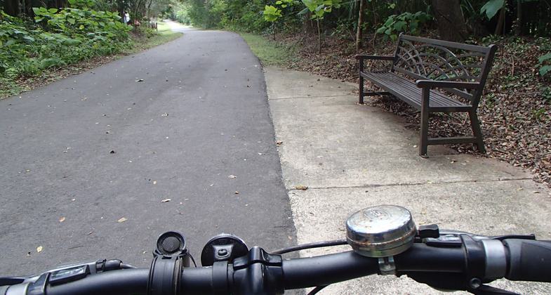 Trail view through the handlebars. Photo by Doug Alderson.