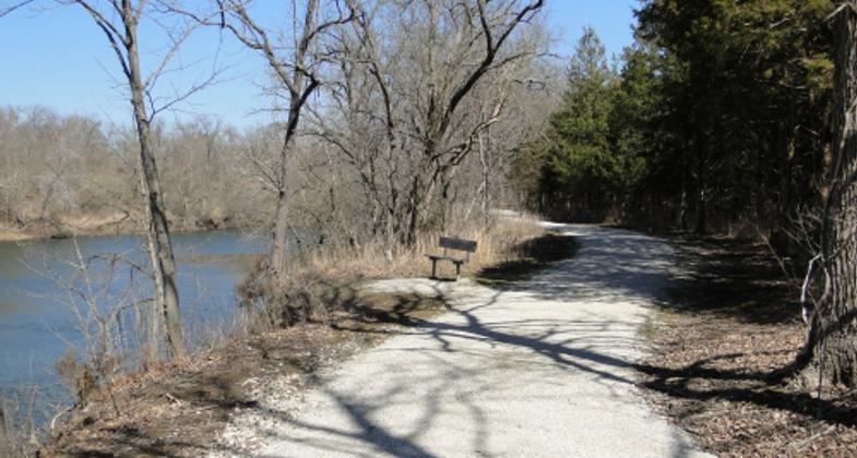 The trail winds along the Pomme de Terre River. Photo by Devin Holt