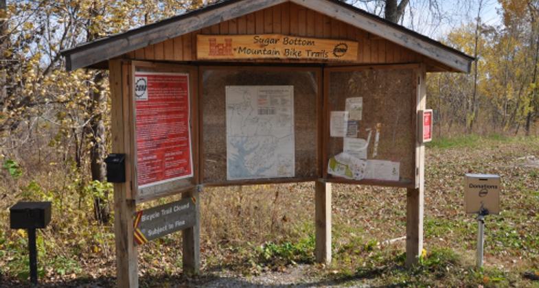 Sugar Bottom Mountain Bike Trail Head. Photo by Janet Lewis