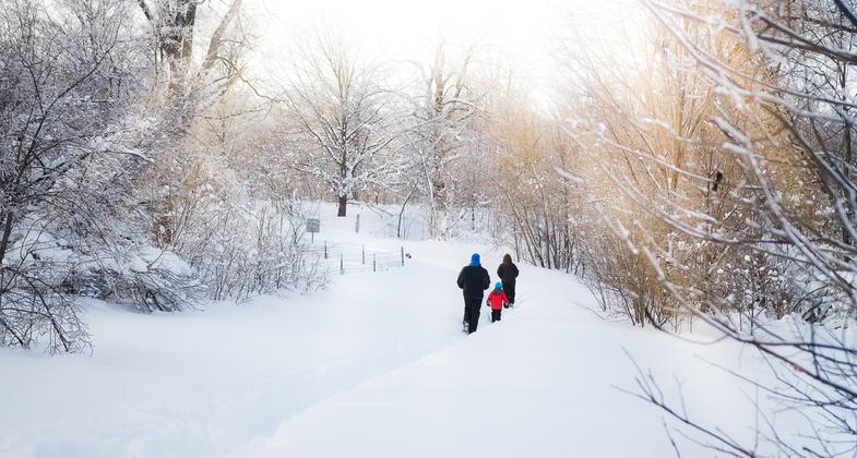 Snowshoeing near Negaunee trailhead in beautiful fresh snow. Photo by J. Birdie.