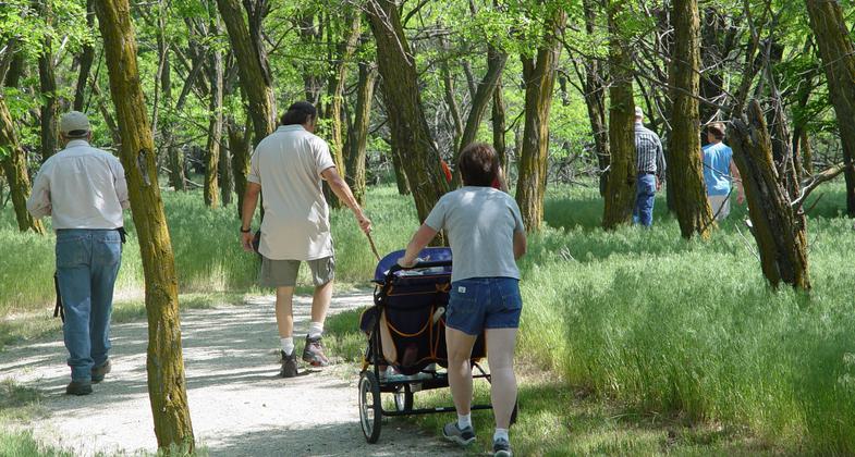 Visitors enjoying Migrants Mile Trail