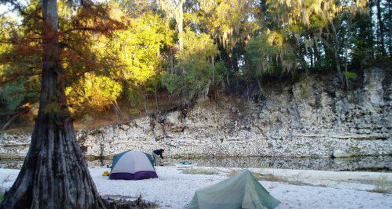 Sandbar camping on the Suwannee River